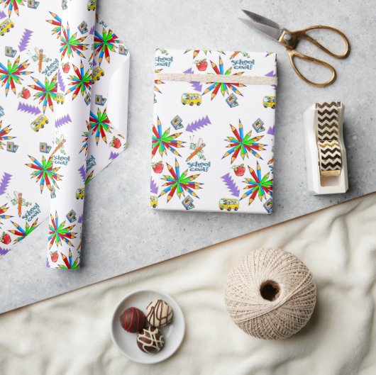 Papier Cadeau Papier à envelopper brillant Retour à l'école est  (Artisanat)