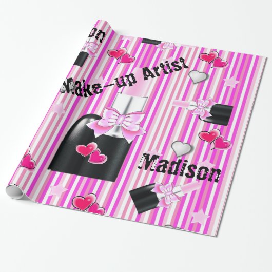 Papier Cadeau Papier à envelopper brillant, Rouge rose Bouton ro (Déroulé)