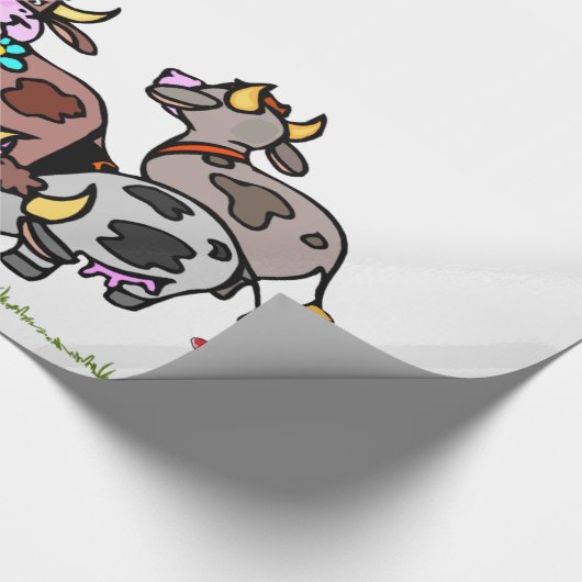 Papier Cadeau Papier à envelopper brillant Vache Moo Grass Flora (Coin)