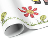 Papier Cadeau Papier à envelopper brillant Vache Moo Grass Flora (Coin rond)