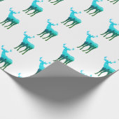 Papier Cadeau Papier à envelopper - Cerf/Elc de ton vert (Coin)