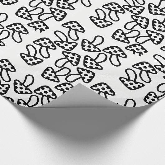 Papier Cadeau Papier à envelopper Champignons noir et blanc (Coin)