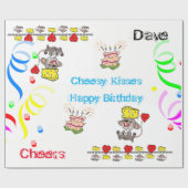 Papier Cadeau Papier à envelopper Cheesy Mousey Coeur Joyeux ann (Plat)