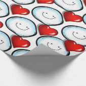 Papier Cadeau Papier à envelopper Coeurs de boules de neige (Coin)