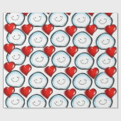 Papier Cadeau Papier à envelopper Coeurs de boules de neige (Plat)