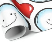 Papier Cadeau Papier à envelopper Coeurs de boules de neige (Coin rond)