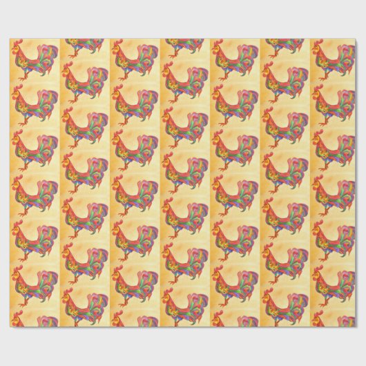 Papier Cadeau Papier à envelopper - Coq 002 (Plat)
