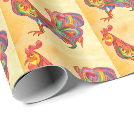 Papier Cadeau Papier à envelopper - Coq 002 (Coin rond)