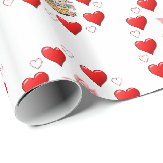 Papier Cadeau Papier à envelopper de la Saint-Valentin Chaton Vi (Coin rond)