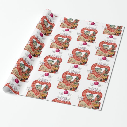 Papier Cadeau Papier à envelopper de la Saint-Valentin Chaton Vi (Déroulé)