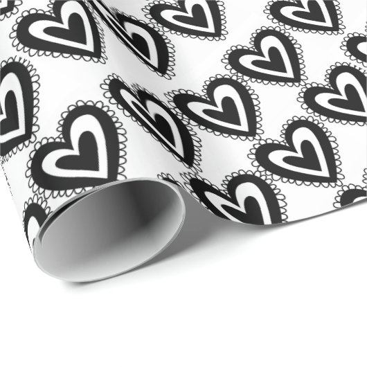 Papier Cadeau Papier à envelopper de la Saint-Valentin Coeurs no (Coin rond)