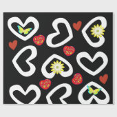 Papier Cadeau Papier à envelopper de la Saint-Valentin noir (Plat)