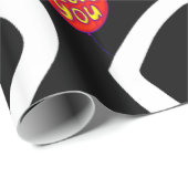 Papier Cadeau Papier à envelopper de la Saint-Valentin noir (Coin rond)