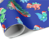 Papier Cadeau Papier à envelopper de Noël Dinosaure Enfants mign (Coin rond)