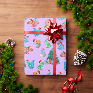 Papier Cadeau Papier à envelopper de Noël Dinosaure Enfants mign