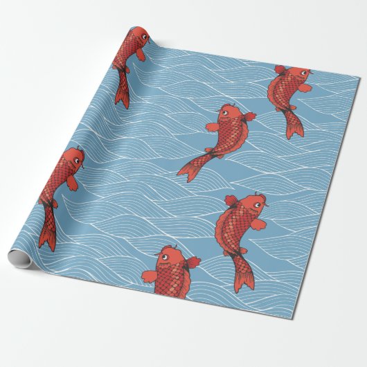 Papier Cadeau Papier à envelopper de POISSON KOI JAPONAIS (Déroulé)