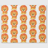 Papier Cadeau Papier à envelopper - Dessin de Lion (Plat)