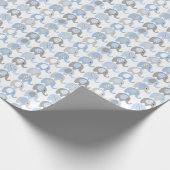 Papier Cadeau Papier à envelopper - Eléphants bleus et gris (Coin)