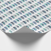 Papier Cadeau Papier à envelopper - Eléphants bleus, verts et gr (Coin)