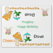 Papier Cadeau Papier à envelopper Frogging Champignons Joyeux an (Plat)