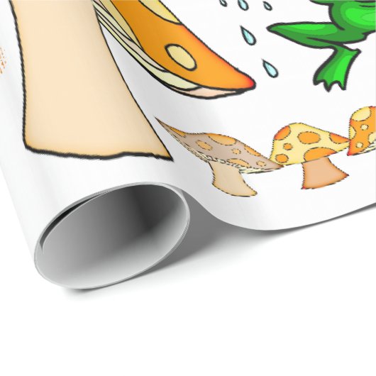 Papier Cadeau Papier à envelopper Frogging Champignons Joyeux an (Coin rond)