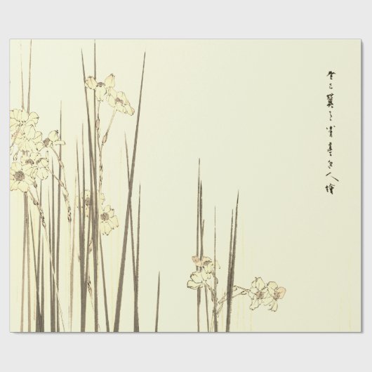 Papier Cadeau Papier à envelopper IRIS JAPONAIS IMPRIMER EN VERT (Plat)