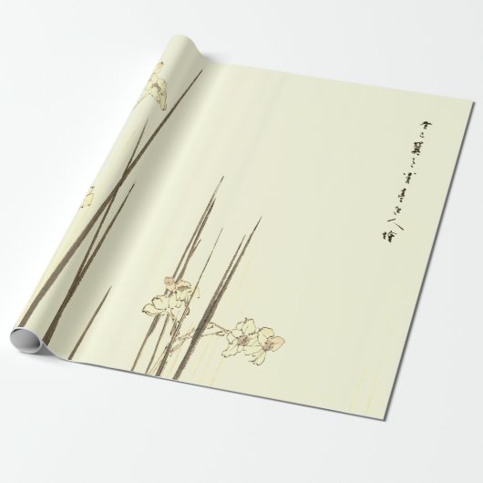 Papier Cadeau Papier à envelopper IRIS JAPONAIS IMPRIMER EN VERT (Déroulé)