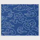 Papier Cadeau Papier à envelopper JAPONAIS NUAGE MOTIF BLEU (Plat)