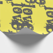 Papier Cadeau papier à envelopper jaune et gris AMOUR (Coin)