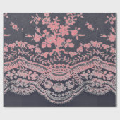 Papier Cadeau Papier à envelopper LACE NOIR ET ROSE ANTIQUE (Plat)
