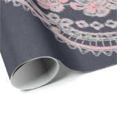 Papier Cadeau Papier à envelopper LACE NOIR ET ROSE ANTIQUE (Coin rond)