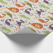 Papier Cadeau Papier à envelopper - Les enfants aiment Dinosaure (Coin)
