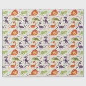 Papier Cadeau Papier à envelopper - Les enfants aiment Dinosaure (Plat)