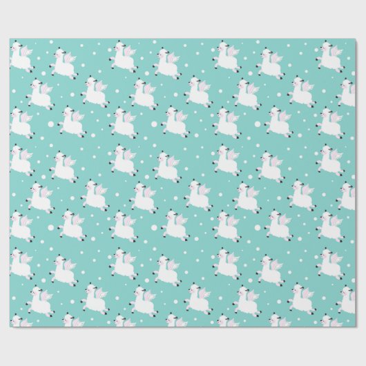 Papier Cadeau Papier à envelopper Lllama Angels de Noël (Plat)