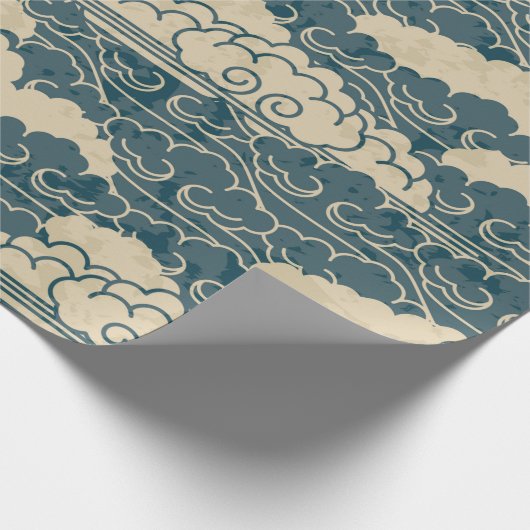 Papier Cadeau Papier à envelopper MOTIF JAPONAIS NUAGE EN BLEU (Coin)