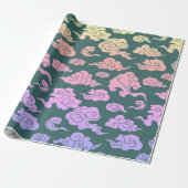 Papier Cadeau Papier à envelopper MOTIF NUAGE CHINOIS (Déroulé)