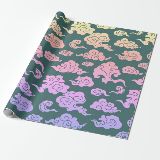 Papier Cadeau Papier à envelopper MOTIF NUAGE CHINOIS (Déroulé)