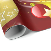 Papier Cadeau Papier à envelopper Noël Boules d'or Snowman (Coin rond)