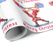 Papier Cadeau Papier à envelopper Noël Funny Père Noël Bodybuild (Coin rond)