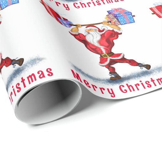 Papier Cadeau Papier à envelopper Noël Funny Père Noël Bodybuild (Coin rond)