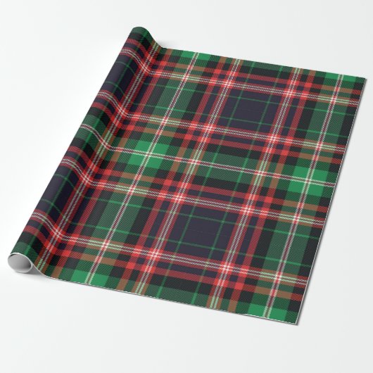Papier Cadeau Papier à envelopper Noël Vacances Vert Rouge Plaid (Déroulé)