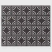 Papier Cadeau Papier à envelopper noir et blanc Bandanna Design (Plat)