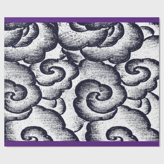 Papier Cadeau Papier à envelopper NUAGES JAPONAIS PURPLE TRIM (Plat)