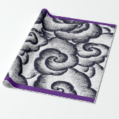 Papier Cadeau Papier à envelopper NUAGES JAPONAIS PURPLE TRIM (Déroulé)