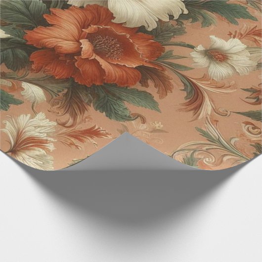 Papier Cadeau Papier à envelopper - Orange brûlé, Crème, Vert mo (Coin)