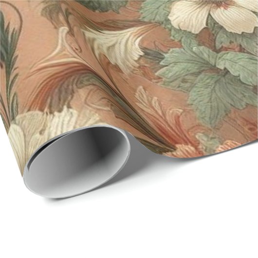 Papier Cadeau Papier à envelopper - Orange brûlé, Crème, Vert mo (Coin rond)