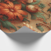 Papier Cadeau Papier à envelopper - Orange brûlé, Crème, Vert mo (Coin)