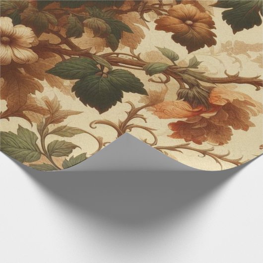 Papier Cadeau Papier à envelopper - Orange brûlé, Crème, Vert mo (Coin)