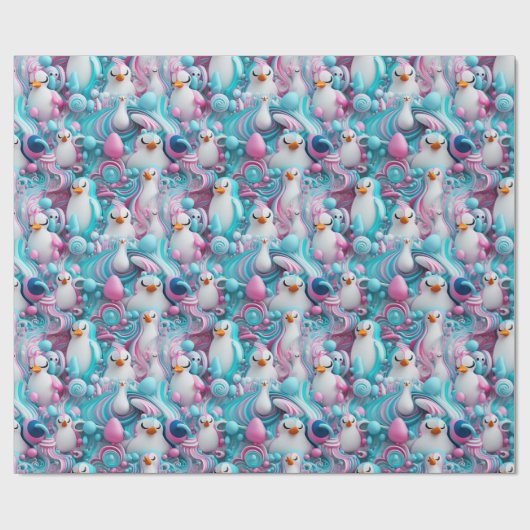 Papier Cadeau Papier à envelopper - Pingouins à fierté transgenr (Plat)