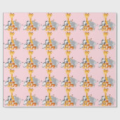 Papier Cadeau Papier à envelopper pour bébés animaux de la jungl (Plat)